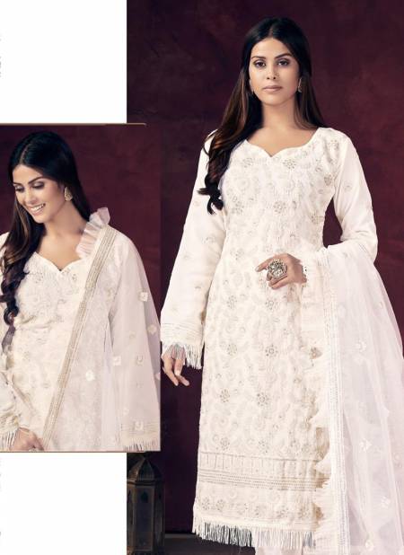 Off White Colour Ramsha R-512 NX New Designer Georgette Salwar Suit Collection 512 A